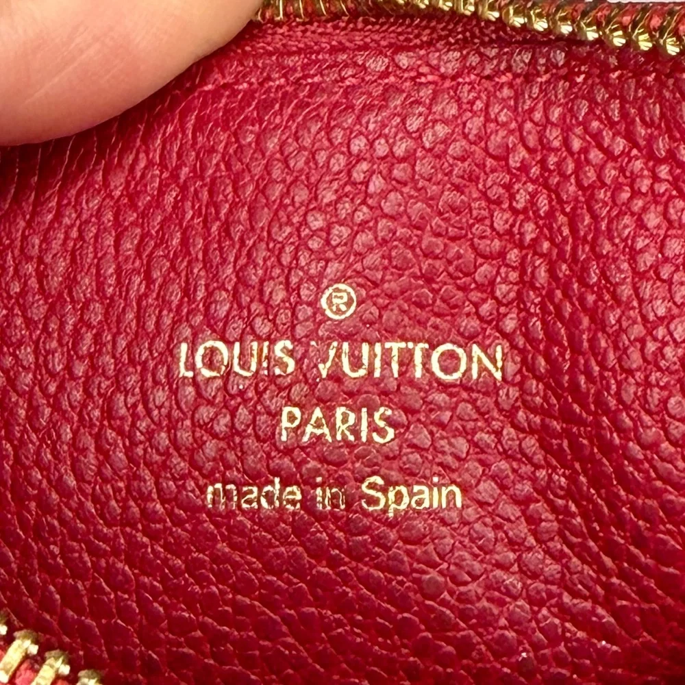 Louis Vuitton Red Monogram Empreinte Leather Zip Coin Pouch